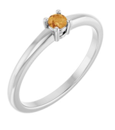 72314 Ring Set Sterling Silver Natural Citrine Round 3 Mm Polished Natural Citrine Ring