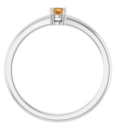 72314 Ring Set Sterling Silver Natural Citrine Round 3 Mm Polished Natural Citrine Ring