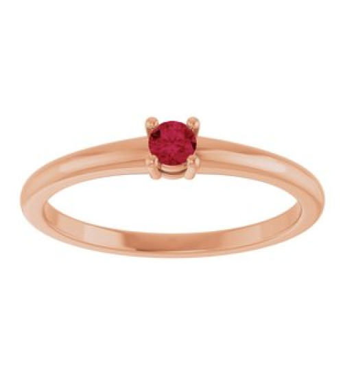 72314 Ring Set 14K Rose Natural Ruby Round 3 Mm Polished Natural Ruby Ring