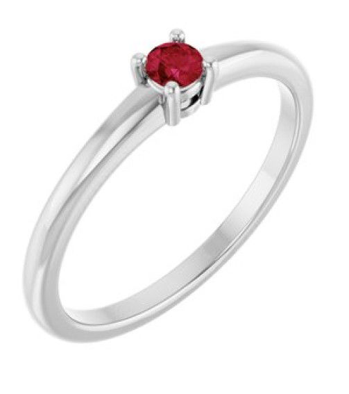 72314 Ring Set Platinum Natural Ruby Round 3 Mm Polished Natural Ruby Ring