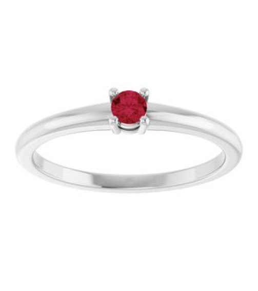 72314 Ring Set Platinum Natural Ruby Round 3 Mm Polished Natural Ruby Ring