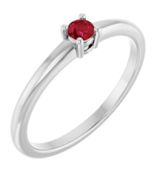 72314 Ring Set Sterling Silver Natural Ruby Round 3 Mm Polished Natural Ruby Ring