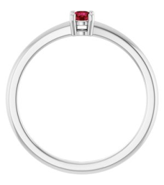 72314 Ring Set Sterling Silver Natural Ruby Round 3 Mm Polished Natural Ruby Ring