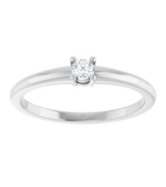 72314 Ring Set Sterling Silver Natural White Sapphire Round 3 Mm Polished Natural White Sapphire Ring