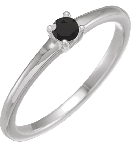 72314 Ring Set 14K White Natural Black Onyx Round 3 Mm Polished Natural Onyx Ring