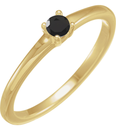 72314 Ring Set 14K Yellow Natural Black Onyx Round 3 Mm Polished Natural Onyx Ring