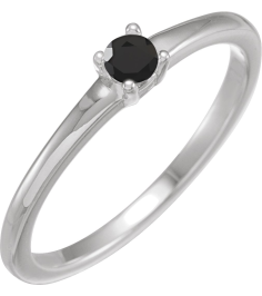 72314 Ring Set Platinum Natural Black Onyx Round 3 Mm Polished Natural Onyx Ring