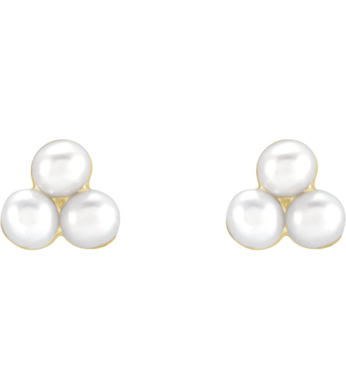 688827 Earring Set Cultured White Freshwater Pearl Pearl 2 Mm 14K Yellow Pair Friction Back Included Polished Freshwater Pearl Earrings