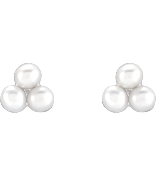 688827 Earring Set Cultured White Freshwater Pearl Pearl 2 Mm 14K White Pair Friction Back Included Polished Freshwater Pearl Earrings