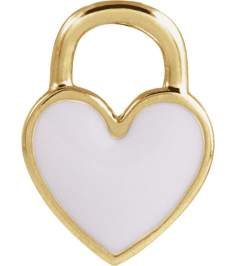 688833 Pendant 14K Yellow White Enamel 11.57 X 8.7 Mm Polished White Enamel Heart Pendant