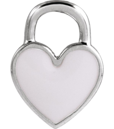688833 Pendant 14K White White Enamel 11.57 X 8.7 Mm Polished White Enamel Heart Pendant