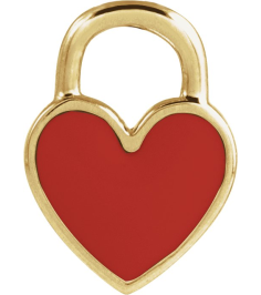 688833 Pendant 14K Yellow Red Enamel 11.57 X 8.7 Mm Polished Red Enamel Heart Pendant