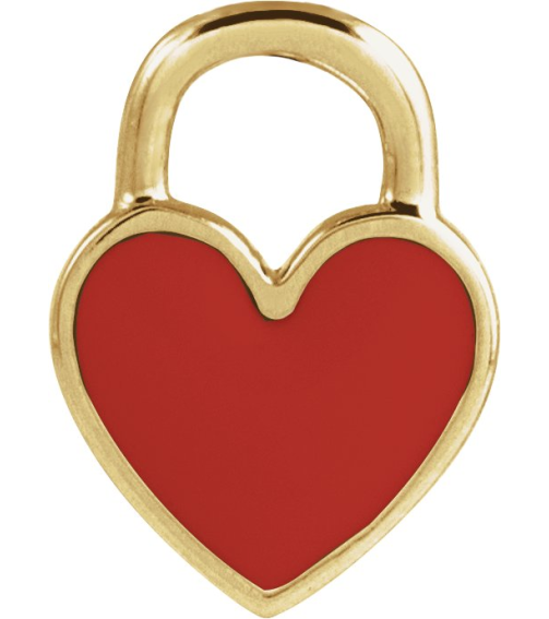 688833 Pendant 14K Yellow Red Enamel 11.57 X 8.7 Mm Polished Red Enamel Heart Pendant