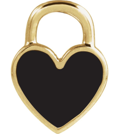 688833 Pendant 14K Yellow Black Enamel 11.57 X 8.7 Mm Polished Black Enamel Heart Pendant