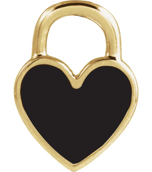 688833 Pendant 14K Yellow Black Enamel 11.57 X 8.7 Mm Polished Black Enamel Heart Pendant