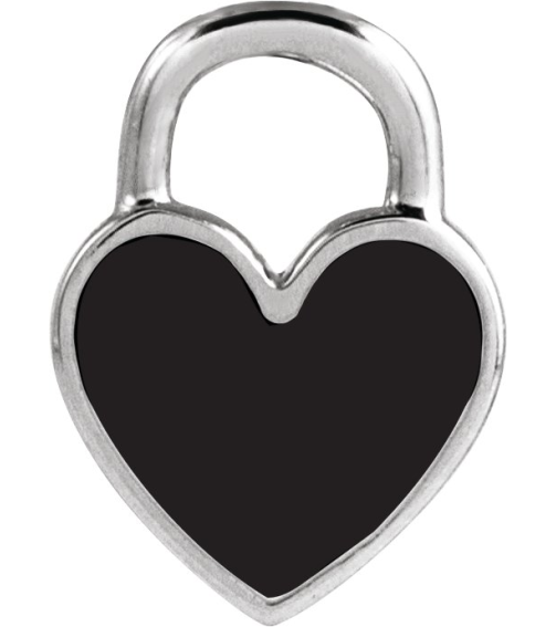 688833 Pendant 14K White Black Enamel 11.57 X 8.7 Mm Polished Black Enamel Heart Pendant