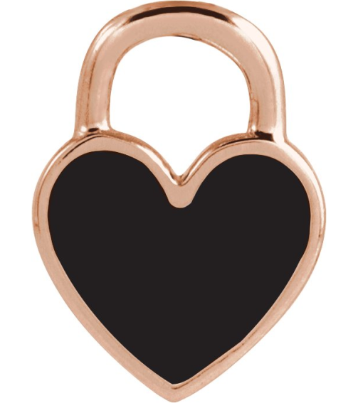 688833 Pendant 14K Rose Black Enamel 11.57 X 8.7 Mm Polished Black Enamel Heart Pendant