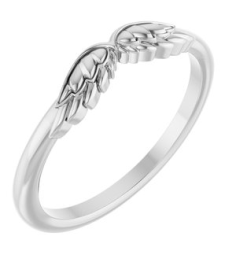 R50001 Ring Sterling Silver Polished Stackable Angel Wings Ring
