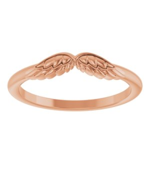 R50001 Ring 14K Rose Polished Stackable Angel Wings Ring