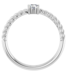 72207 Ring Set 14K White Natural Diamond Round 4 Mm Polished 15 Ct Natural Diamond Solitaire Rope Ring
