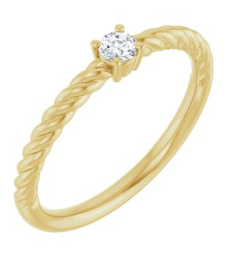 72207 Ring Set 14K Yellow Natural Diamond Round 3 Mm Polished 110 Ct Natural Diamond Solitaire Rope Ring
