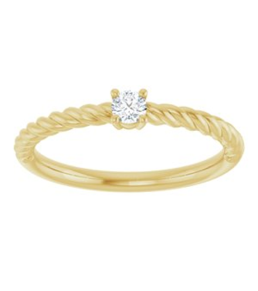 72207 Ring Set 14K Yellow Natural Diamond Round 3 Mm Polished 110 Ct Natural Diamond Solitaire Rope Ring