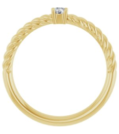 72207 Ring Set 14K Yellow Natural Diamond Round 3 Mm Polished 110 Ct Natural Diamond Solitaire Rope Ring