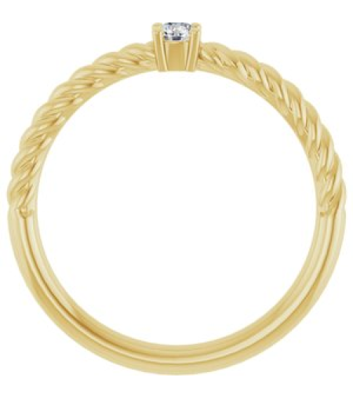 72207 Ring Set 14K Yellow Natural Diamond Round 3 Mm Polished 110 Ct Natural Diamond Solitaire Rope Ring