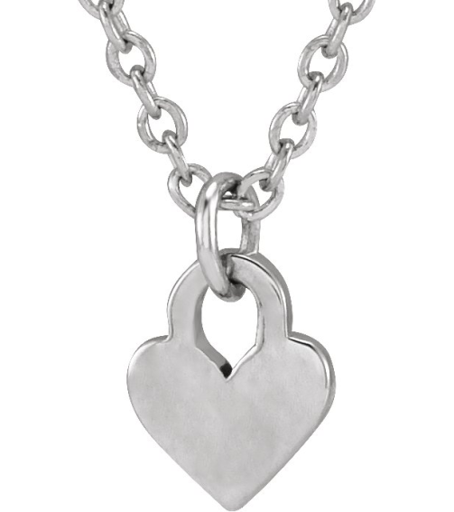 88092 Necklace Sterling Silver 7.87 X 4.89 Mm 16-18 In Polished Heart Necklace