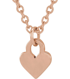 88092 Necklace 14K Rose 7.87 X 4.89 Mm 16-18 In Polished Heart Necklace