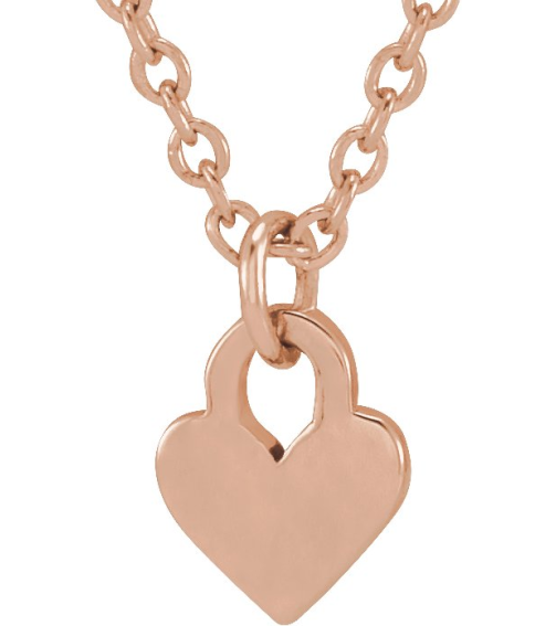 88092 Necklace 14K Rose 7.87 X 4.89 Mm 16-18 In Polished Heart Necklace