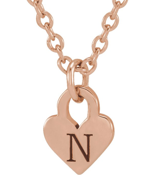 88092 Necklace 14K Rose 7.87 X 4.89 Mm 16-18 In Polished Heart Necklace