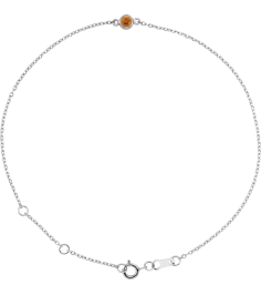 Brc808 Bracelet 14K White Set 1-Stone Natural Citrine Round 3 Mm 8.7 X 4.8 Mm 6 12-7 12 In Polished Citrine Bezel-Set Solitaire Bracelet