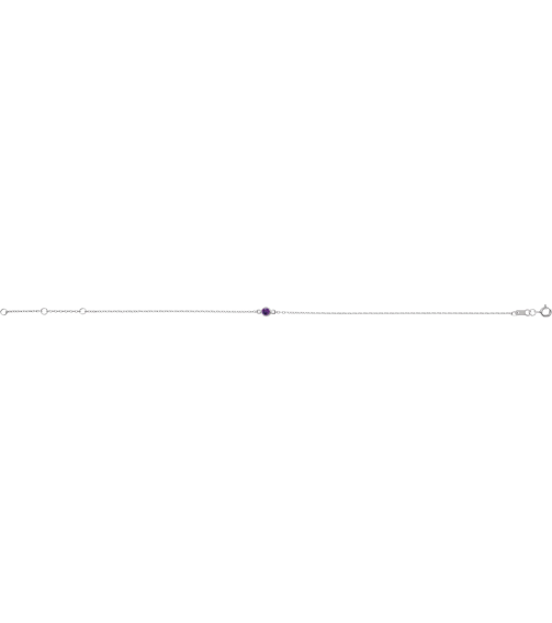 Brc808 Bracelet Sterling Silver Set 1-Stone Natural Amethyst Round 3 Mm 8.7 X 4.8 Mm 6 12-7 12 In Polished Natural Amethyst Bezel-Set Solitaire Bracelet
