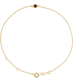 Brc808 Bracelet 14K Yellow Set 1-Stone Natural Mozambique Garnet Round 3 Mm 8.7 X 4.8 Mm 6 12-7 12 In Polished Natural Mozambique Garnet Bezel-Set Solitaire Bracelet