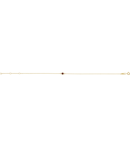 Brc808 Bracelet 14K Yellow Set 1-Stone Natural Mozambique Garnet Round 3 Mm 8.7 X 4.8 Mm 6 12-7 12 In Polished Natural Mozambique Garnet Bezel-Set Solitaire Bracelet