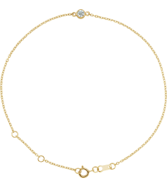 Brc808 Bracelet 14K Yellow Set 1-Stone Natural Diamond Round 3 Mm 8.7 X 4.8 Mm 6 12-7 12 In I1, G-H Polished 110 Ct Natural Diamond Bezel-Set Solitaire Bracelet