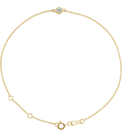 Brc808 Bracelet 14K Yellow Set 1-Stone Natural Diamond Round 3 Mm 8.7 X 4.8 Mm 6 12-7 12 In I1, G-H Polished 110 Ct Natural Diamond Bezel-Set Solitaire Bracelet
