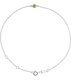 Brc808 Bracelet 14K White Set 1-Stone Natural Peridot Round 3 Mm 8.7 X 4.8 Mm 6 12-7 12 In Polished Natural Peridot Bezel-Set Solitaire Bracelet