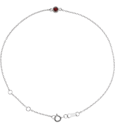 Brc808 Bracelet Platinum Set 1-Stone Natural Mozambique Garnet Round 3 Mm 8.7 X 4.8 Mm 6 12-7 12 In Polished Natural Mozambique Garnet Bezel-Set Solitaire Bracelet