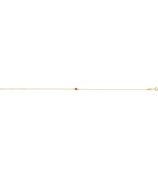 Brc808 Bracelet 14K Yellow Set 1-Stone Natural Pink Tourmaline Round 3 Mm 8.7 X 4.8 Mm 6 12-7 12 In Polished Natural Pink Tourmaline Bezel-Set Solitaire Bracelet