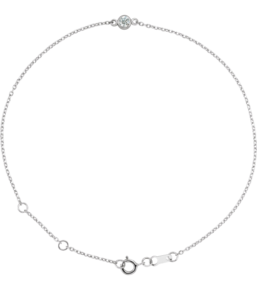 Brc808 Bracelet Sterling Silver Set 1-Stone Natural Diamond Round 3 Mm 8.7 X 4.8 Mm 6 12-7 12 In I1, G-H Polished 110 Ct Natural Diamond Bezel-Set Solitaire Bracelet