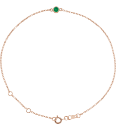 Brc808 Bracelet 14K Rose Set 1-Stone Lab-Grown Emerald Round 3 Mm 8.7 X 4.8 Mm 6 12-7 12 In Polished Lab-Grown Emerald Bezel-Set Solitaire Bracelet