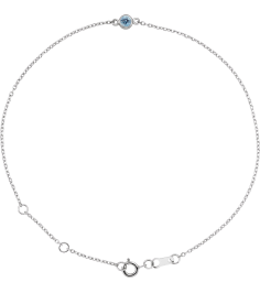 Brc808 Bracelet 14K White Set 1-Stone Natural Aquamarine Round 3 Mm 8.7 X 4.8 Mm 6 12-7 12 In Polished Aquamarine Bezel-Set Solitaire Bracelet