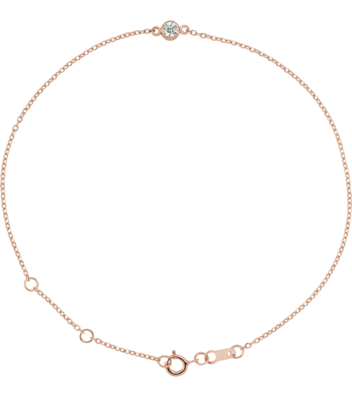Brc808 Bracelet 14K Rose Set 1-Stone Natural Diamond Round 3 Mm 8.7 X 4.8 Mm 6 12-7 12 In I1, G-H Polished 110 Ct Natural Diamond Bezel-Set Solitaire Bracelet