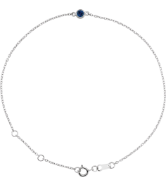 Brc808 Bracelet 14K White Set 1-Stone Lab-Grown Blue Sapphire Round 3 Mm 8.7 X 4.8 Mm 6 12-7 12 In Polished Lab-Grown Blue Sapphire Bezel-Set Solitaire Bracelet