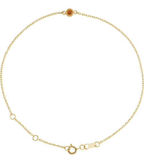 Brc808 Bracelet 14K Yellow Set 1-Stone Natural Citrine Round 3 Mm 8.7 X 4.8 Mm 6 12-7 12 In Polished Citrine Bezel-Set Solitaire Bracelet