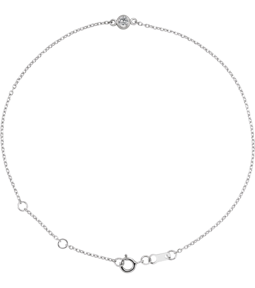Brc808 Bracelet 14K White Set 1-Stone Natural White Sapphire Round 3 Mm 8.7 X 4.8 Mm 6 12-7 12 In Polished Natural White Sapphire Bezel-Set Solitaire Bracelet