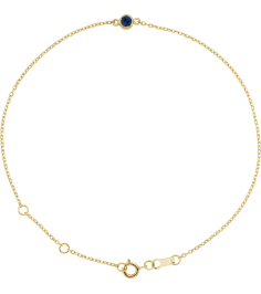 Brc808 Bracelet 14K Yellow Set 1-Stone Lab-Grown Blue Sapphire Round 3 Mm 8.7 X 4.8 Mm 6 12-7 12 In Polished Lab-Grown Blue Sapphire Bezel-Set Solitaire Bracelet