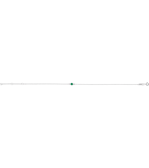 Brc808 Bracelet 14K White Set 1-Stone Lab-Grown Emerald Round 3 Mm 8.7 X 4.8 Mm 6 12-7 12 In Polished Lab-Grown Emerald Bezel-Set Solitaire Bracelet
